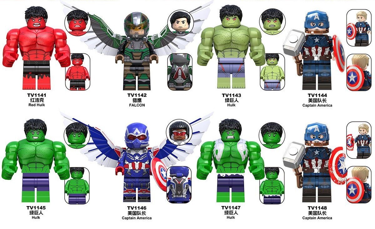 Captain America Hulk Custom Minifigures Set Fit Lego TV6217