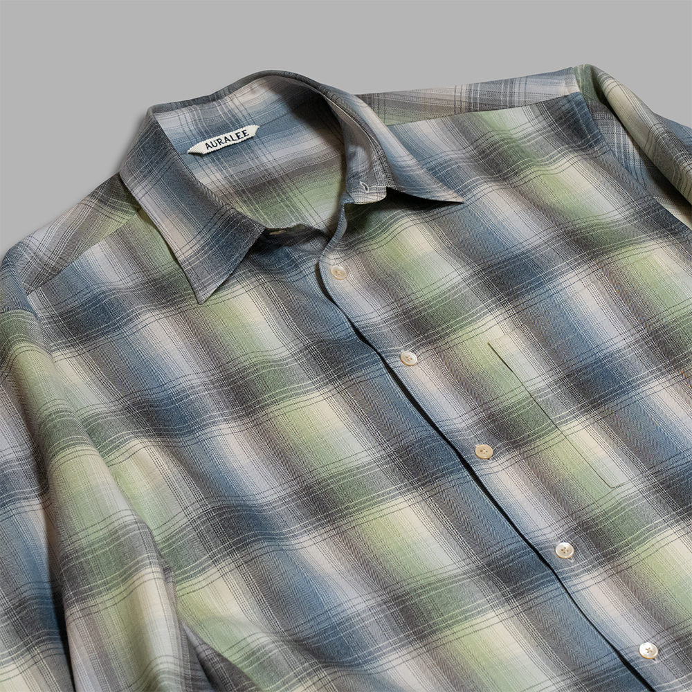 AURALEE 2025 SUPER LIGHT WOOL CHECK SHIRT BLUE GREEN CHECK - PRE ORDER ITEM (預訂中)