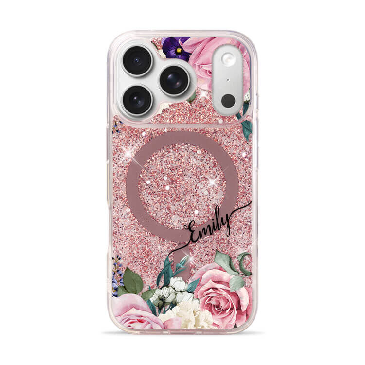 淡粉玫瑰 玫瑰金貝拉殼 (MagSafe兼容) - (訂製名字) iPhone客製化手機殼