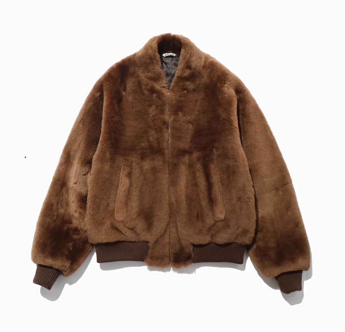 AURALEE 2025 A/W STRAIGHT MERINO MOUTON FUR ZIP BLOUSON BROWN - PRE ORDER ITEM (預訂中)