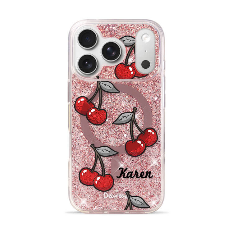 可口櫻桃 玫瑰金貝拉殼 (MagSafe兼容) - (訂製名字) iPhone客製化手機殼