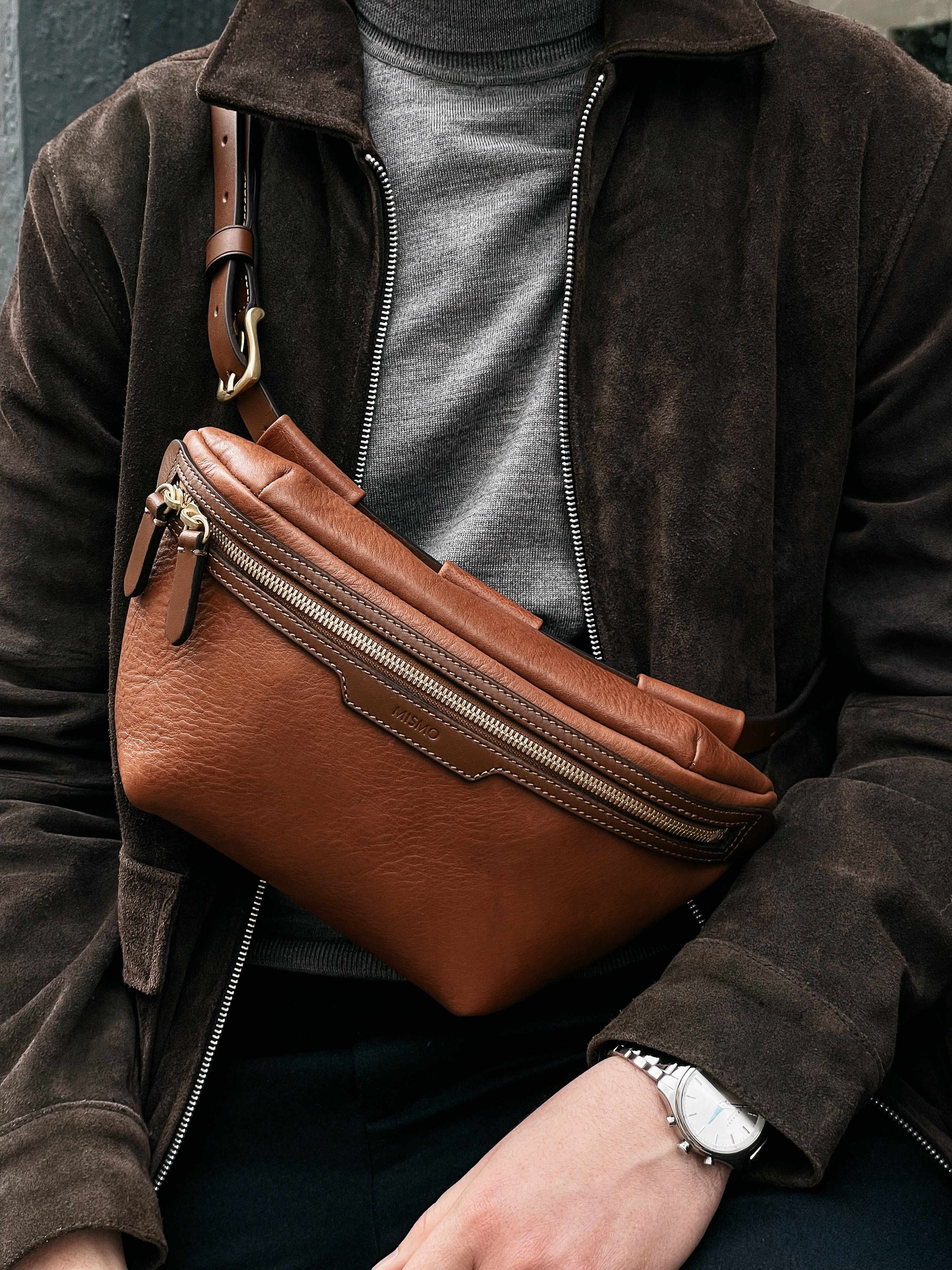 MISMO | BELT BAG LEATHER 植鞣革隨身腰包_棕、黑