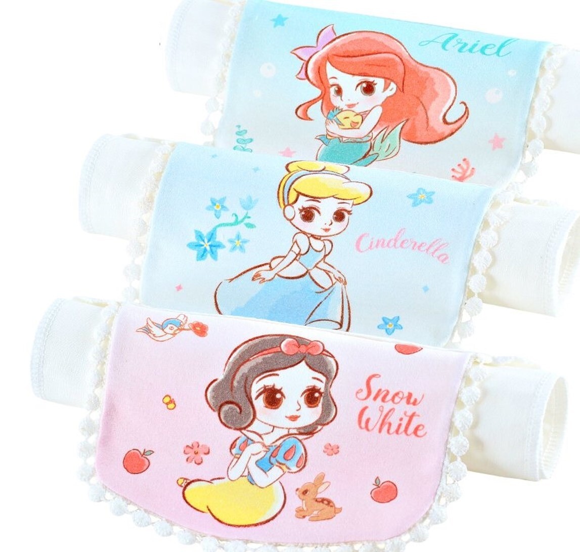 迪士尼公主- 3P 4層柔軟純棉紗布吸汗巾 隔汗巾 墊背巾