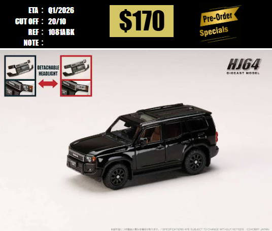 PO-$170 * HOBBY JAPAN * 1:64 TOYOTA PRADO 250 ZX FIRST EDITION BLACK HJ641081ABK [OD13/10]