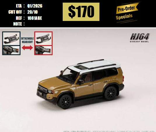 PO-$170 * HOBBY JAPAN * 1:64 TOYOTA PRADO 250 ZX FIRST EDITION SAND HJ641081ABE [OD13/10]