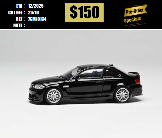 PO-$150 * 7CM MODEL * 1:64 BMW 1M COUPE BLACK W/ MULTI SPOKES WHEELS [OD13/10]