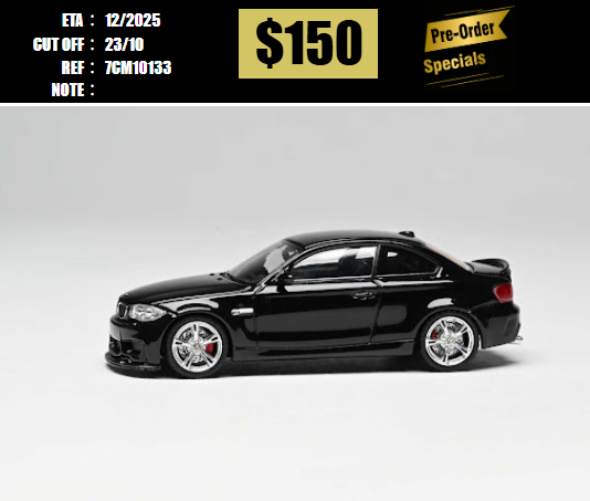 PO-$150 * 7CM MODEL * 1:64 BMW 1M COUPE BLACK W/ 5 SPOKES WHEELS [OD13/10]