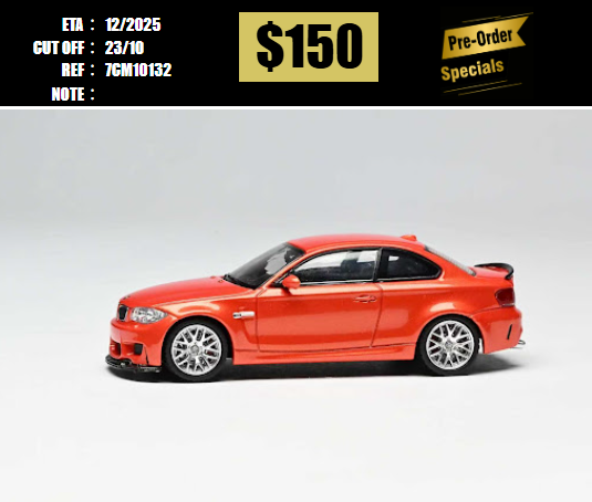PO-$150 * 7CM MODEL * 1:43 BMW 1M COUPE ORANGE W/ SILVER WHEELS [OD13/10]