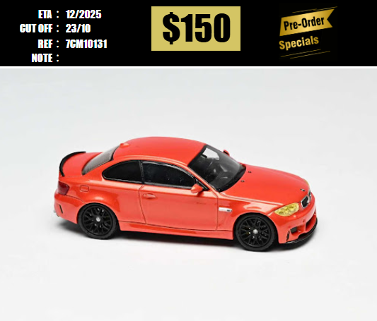 PO-$150 * 7CM MODEL * 1:64 BMW 1M COUPE ORANGE W/ BLACK WHEELS [OD13/10]