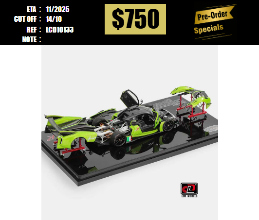 PO-$750 * LCD * 1:43 PAGANI HUAYRA R APPLE GREEN [OD13/10]