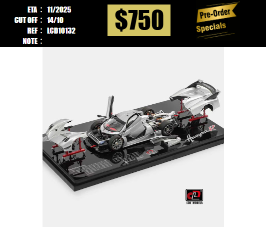 PO-$750 * LCD * 1:43 PAGANI HUAYRA R SILVER [OD13/10]