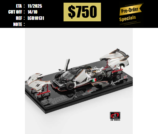 PO-$750 * LCD * 1:43 PAGANI HUAYRA R WHITE [OD13/10]