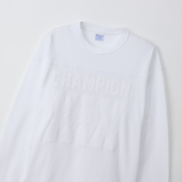 男款- ACTION STYLE寬版貼布長袖TEE -白色（C3-C412-010）