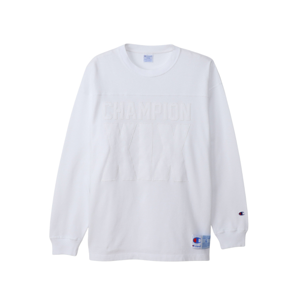 男款- ACTION STYLE寬版貼布長袖TEE -白色（C3-C412-010）