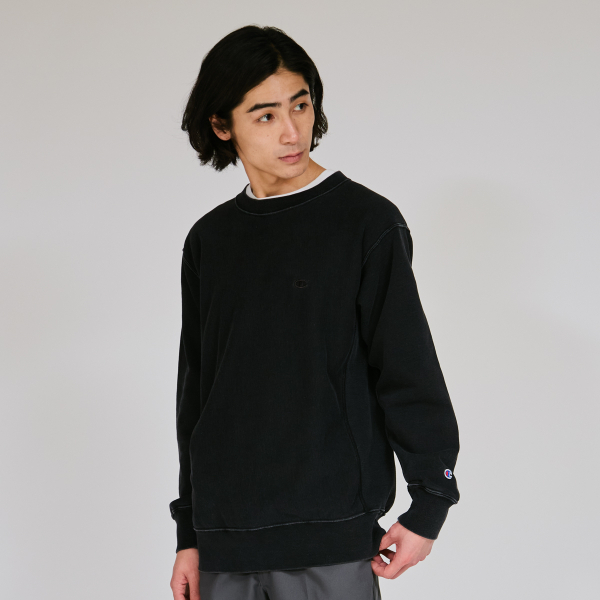 男款- REVERSE WEAVE 寬版刺繡衛衣 -黑色（C3-C020-055）