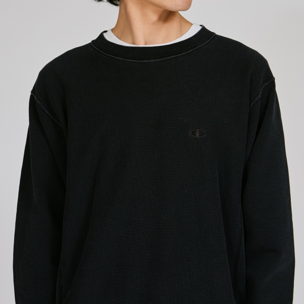 男款- REVERSE WEAVE 寬版刺繡衛衣 -黑色（C3-C020-055）