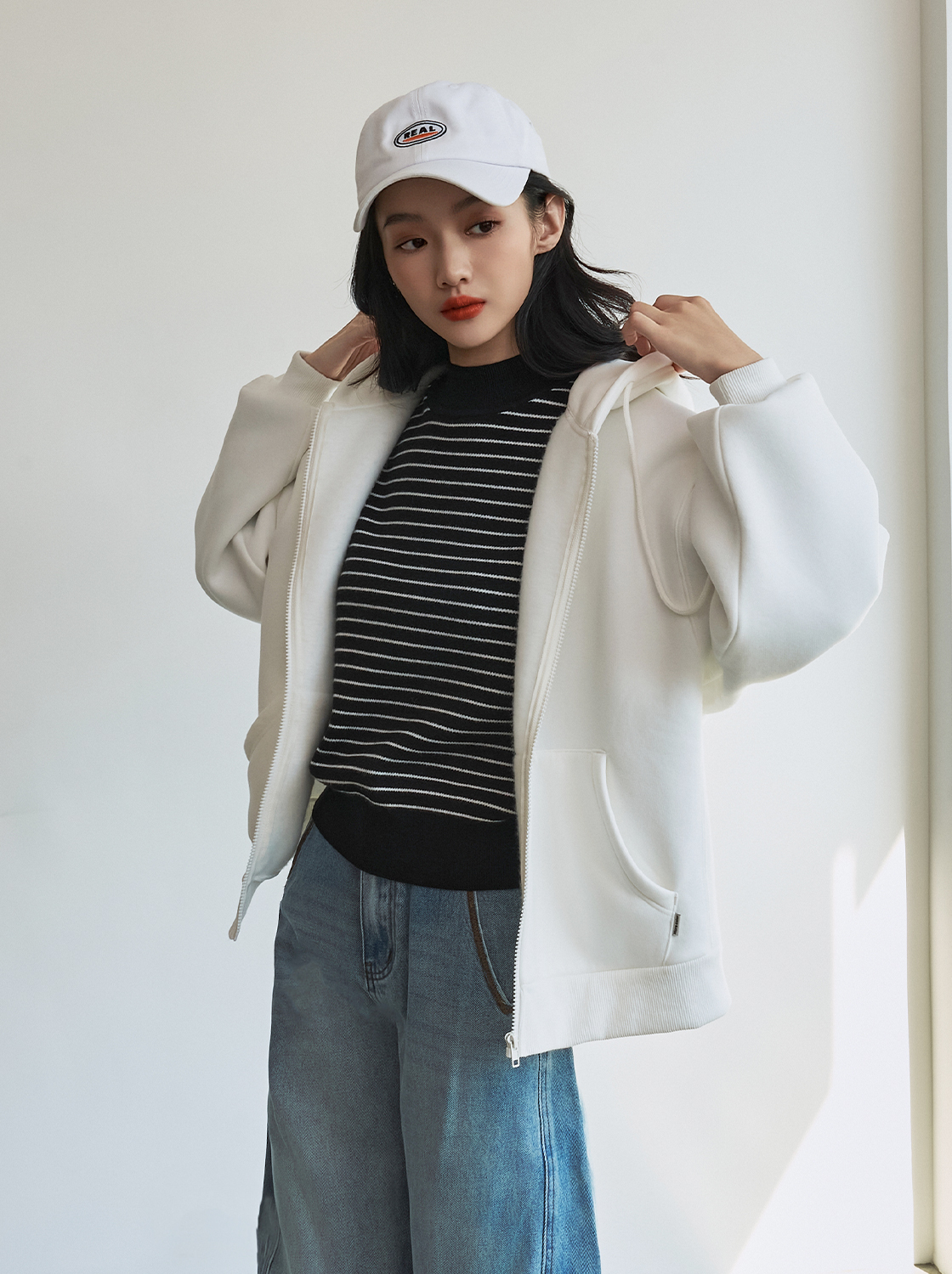 【期間限定】寬鬆落肩厚刷內磨毛外套