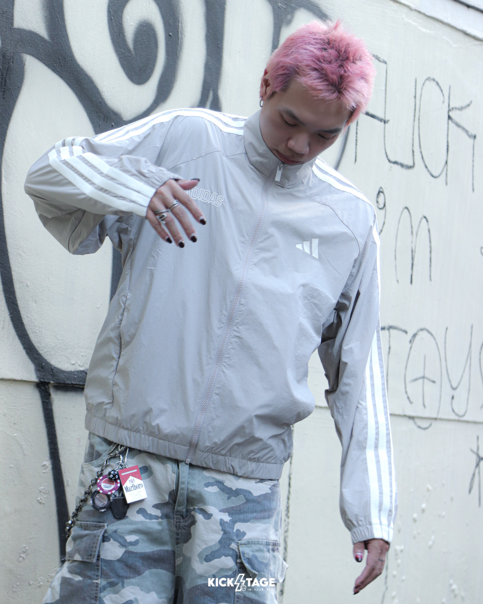 男女款 ADIDAS SPORT JKT 杏灰色 立領 透氣 寬鬆 防潑水 防風 外套【KC2835】