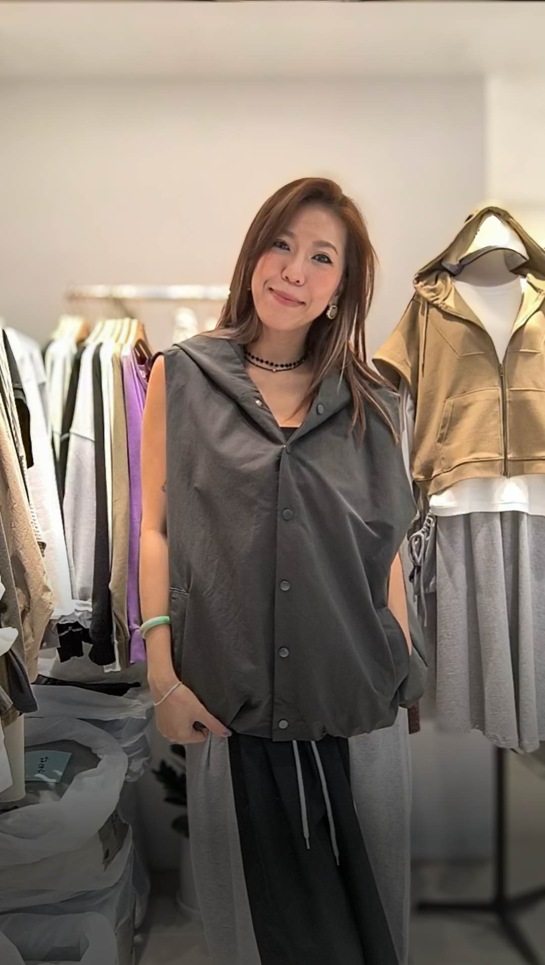 🥰K0699  ▶️扣子連帽背心 👉B:150cm L:62cm
