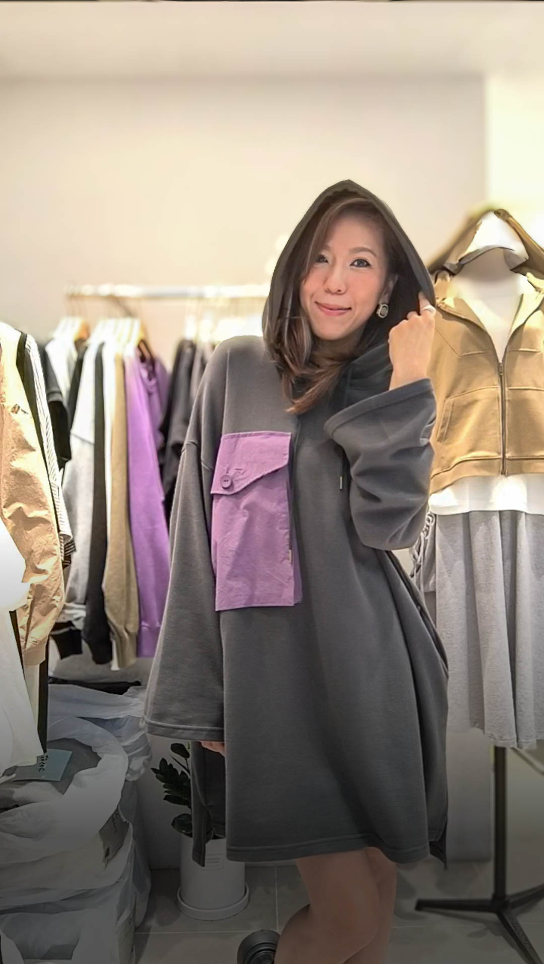 🥰K0606  ▶️超大口袋帽T 👉B:146cm L:90/100cm