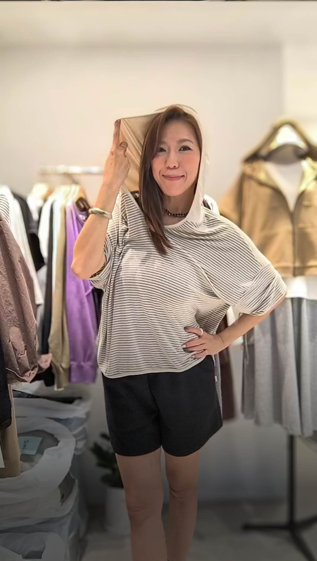 🥰K0611  ▶️條紋帽T 👉B:150cm L:58/67cm