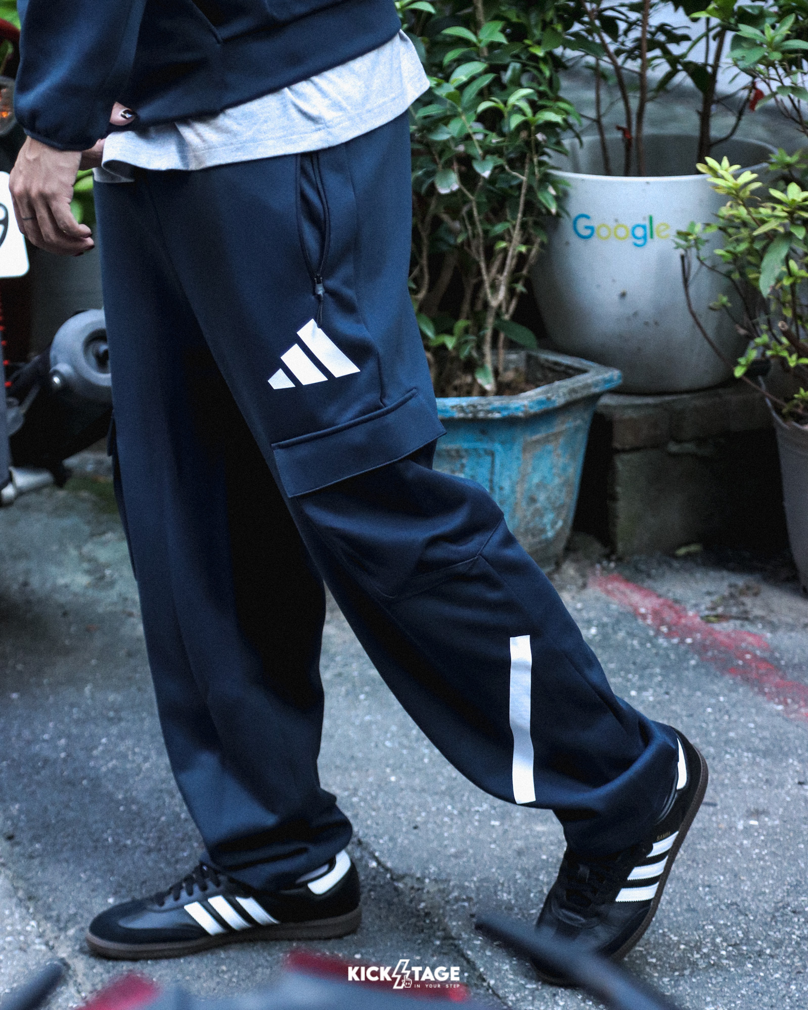 男女款 ADIDAS M Z.N.E. C OHPT 深藍色 抽繩 口袋 棉褲 工裝褲 長褲【JW4757】