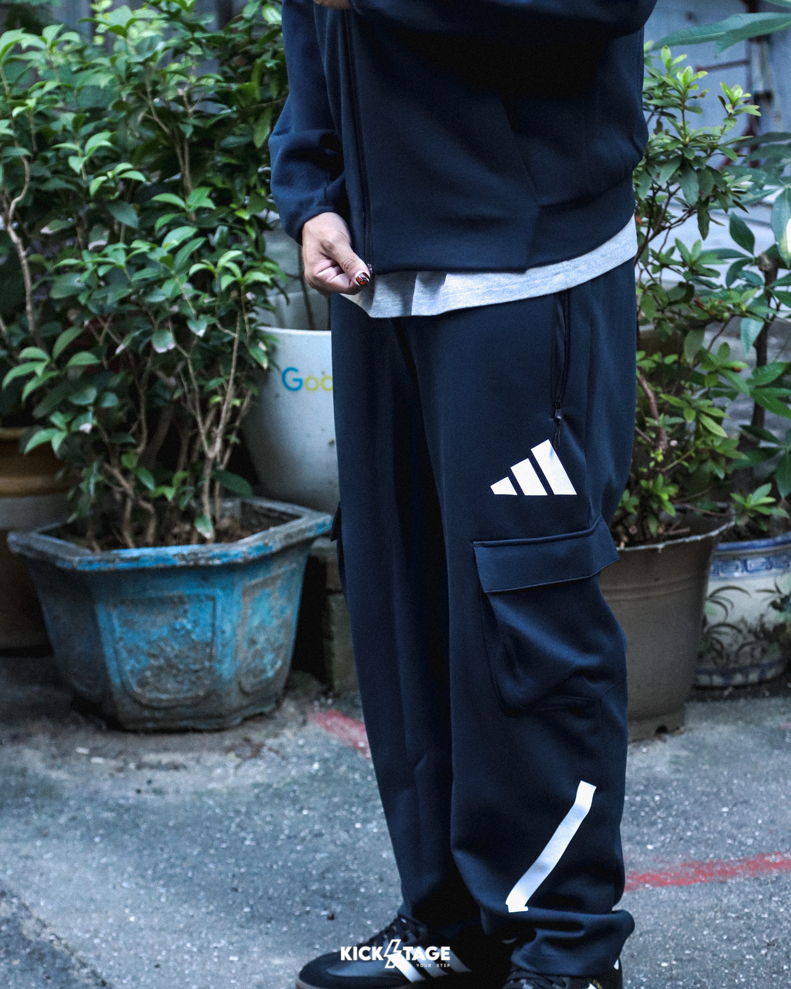 男女款 ADIDAS M Z.N.E. C OHPT 深藍色 抽繩 口袋 棉褲 工裝褲 長褲【JW4757】