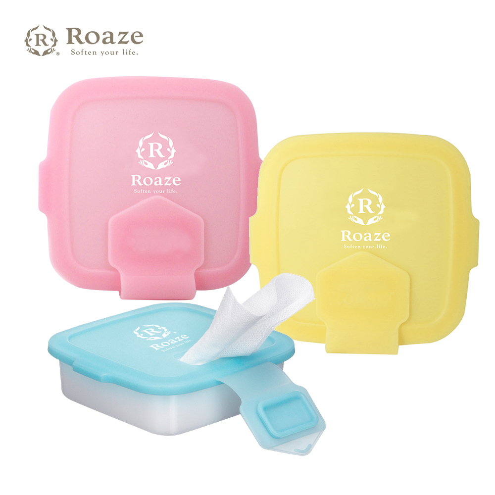 【Roaze 柔仕】專利矽膠抽取盒 + 乾濕兩用布巾(20片) - 粉色