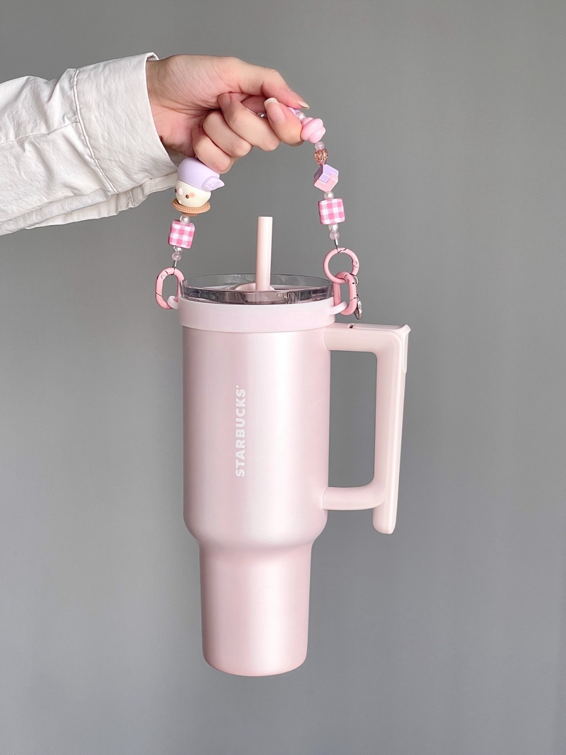 STARBUCKS 星巴克 秋日限定 珠光粉冰壩杯（贈掛飾配件）