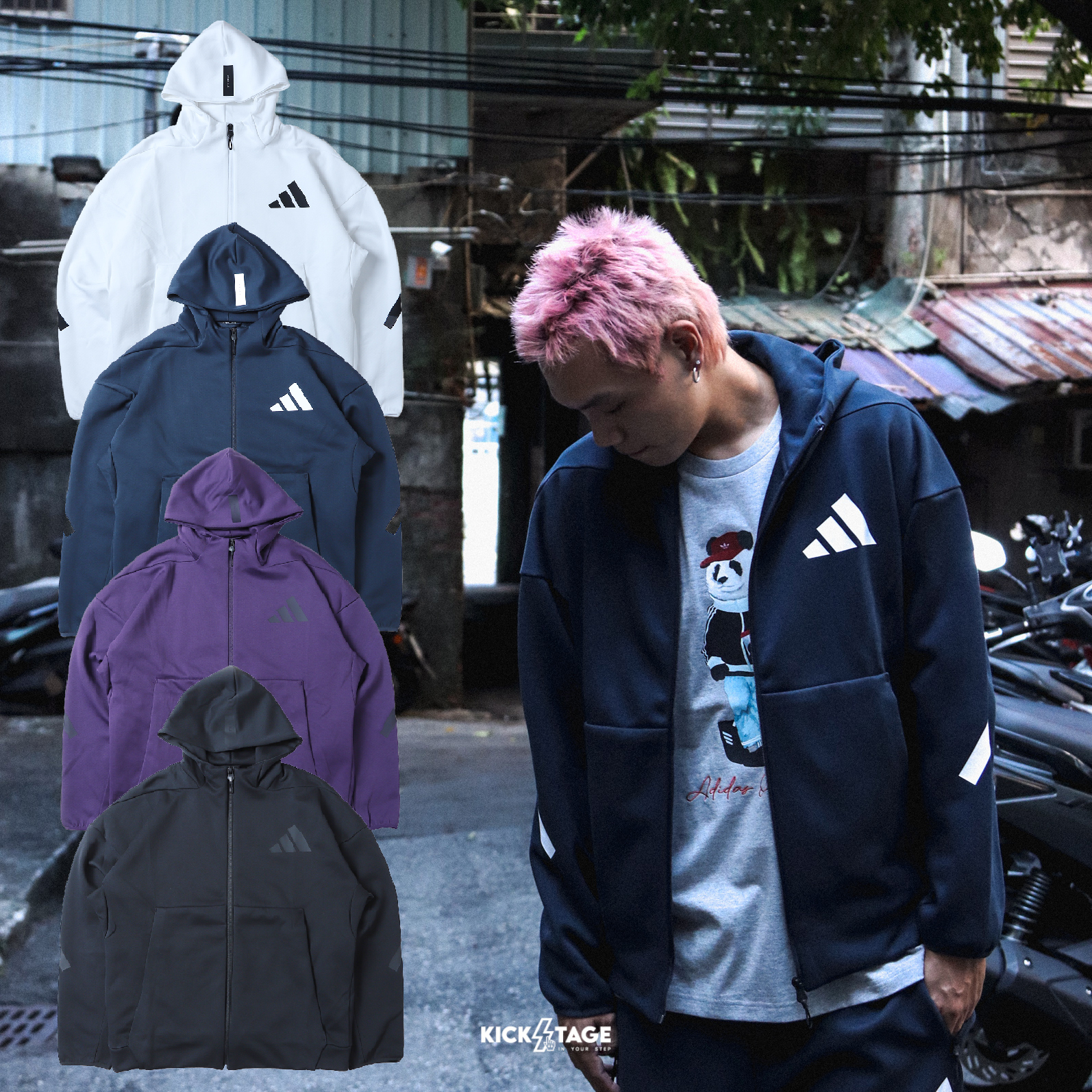 男女款 ADIDAS M Z.N.E. FZ 白色 黑色 藍色 紫色 拉鍊口袋 休閒 運動 連帽外套【JF2443/JE7538/JW4718/KB7124】