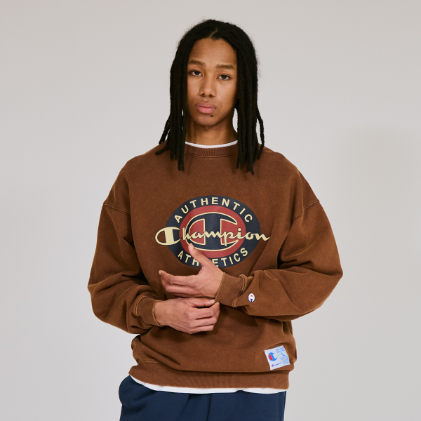 男款- ACTION STYLE寬版印花衛衣-褐色（C3-C014-860）