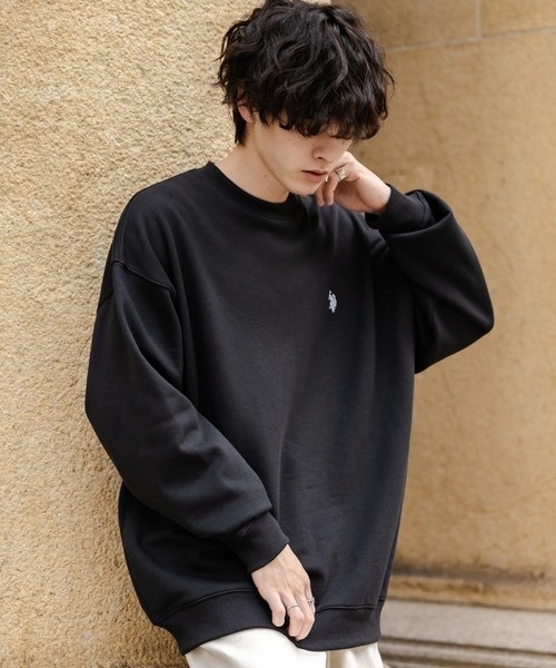 日本限定 U.S. POLO ASSN. 刺繡logo 長板圓領大學T 衛衣 長袖上衣 七色