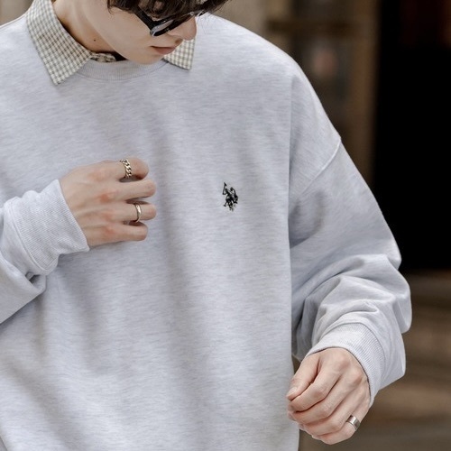 日本限定 U.S. POLO ASSN. 刺繡logo 長板圓領大學T 衛衣 長袖上衣 七色