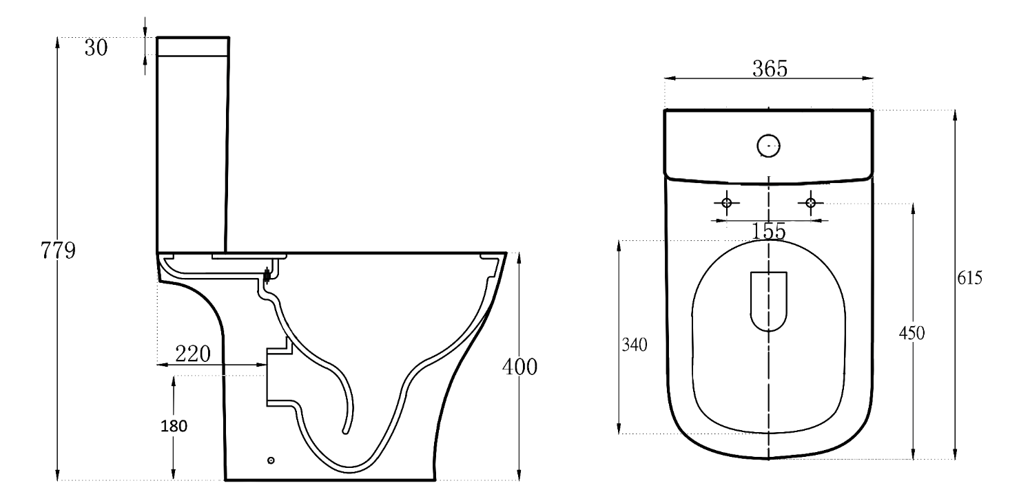分體座廁 – 巴黎: PA816159811-P / 旋渦及直沖式雙混合無邊框沖水 3/6L