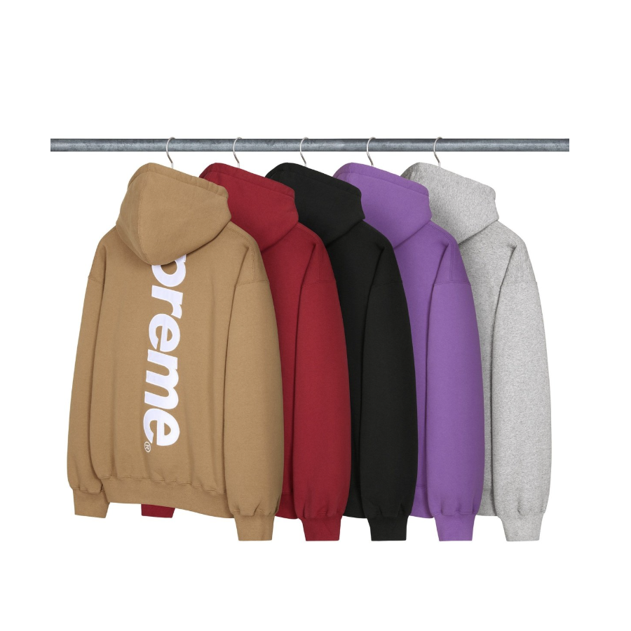 -(B2e04)-SUPREME SATIN APPLIQUE HOODED SWEATSHIRT 背後 LOGO 帽Ｔ 黑色/灰色/紫色/卡其色/紅色-FW25SW77