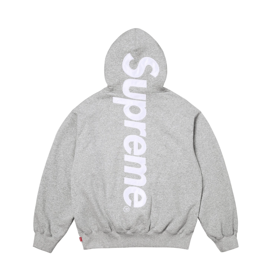 -(B2e04)-SUPREME SATIN APPLIQUE HOODED SWEATSHIRT 背後 LOGO 帽Ｔ 黑色/灰色/紫色/卡其色/紅色-FW25SW77