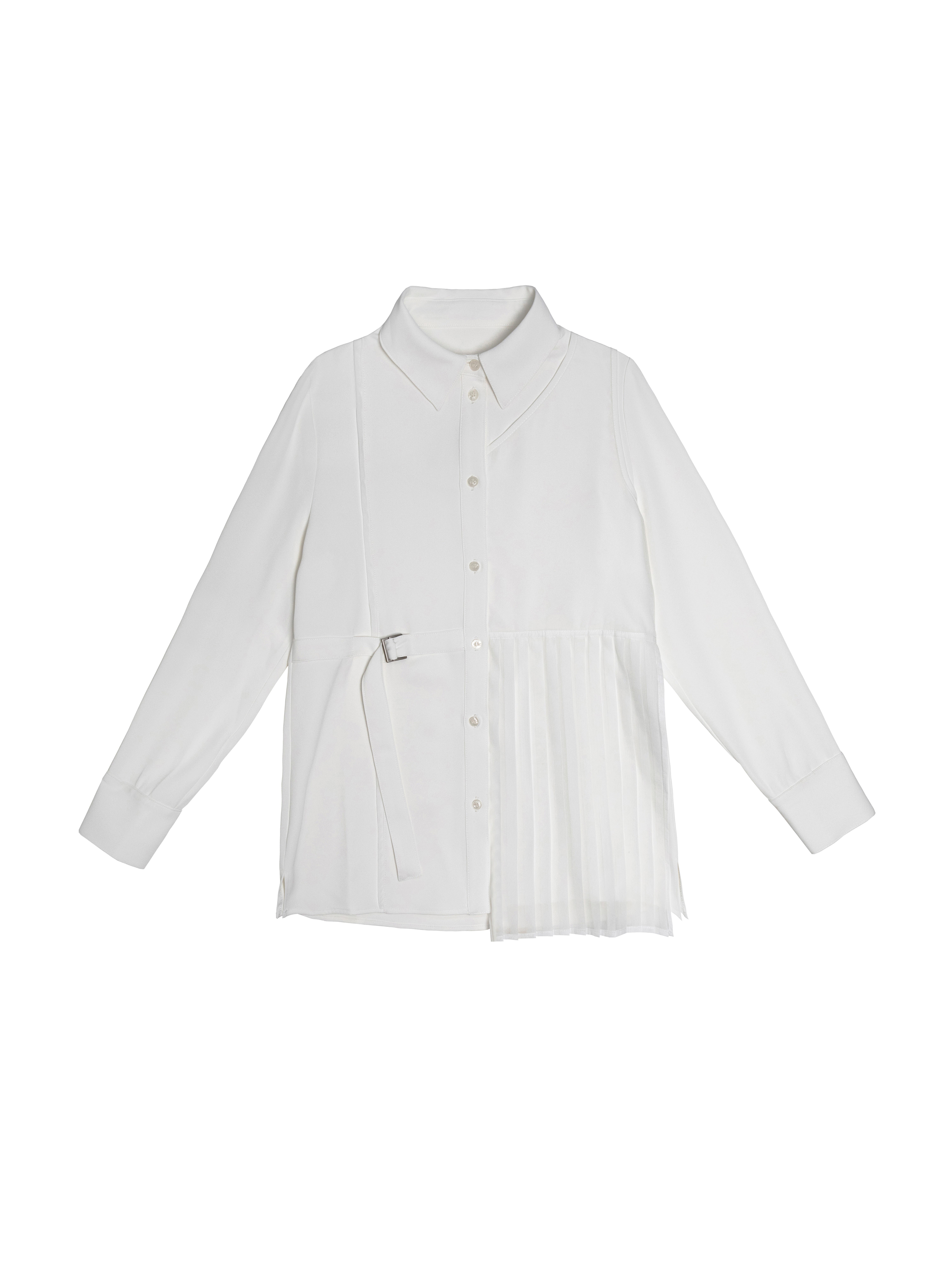 解構拼幅柯根紗百褶襯衫 - 25WDT321C