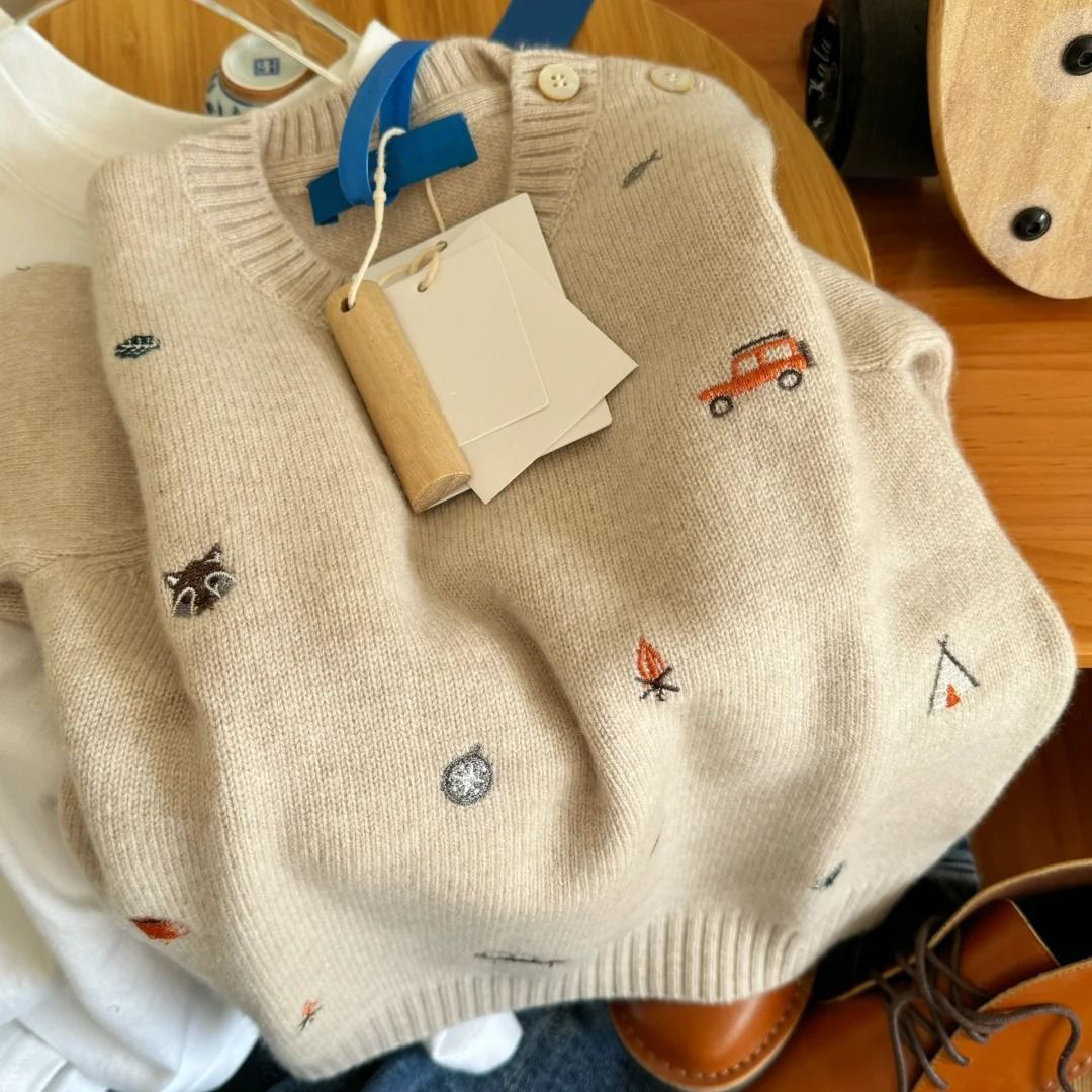 《1981》刺繡小圖針織毛衣(1-3碼)