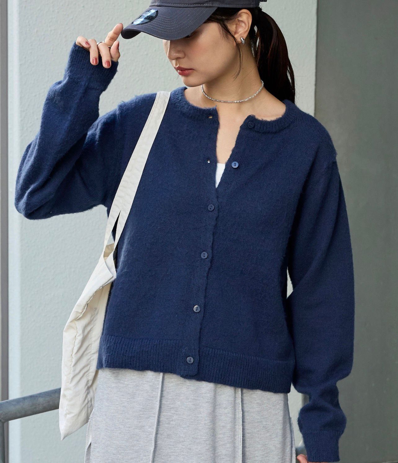 【預購】JN101306  MONO-MART 圓領馬海毛針織開襟衫(FREE SIZE)