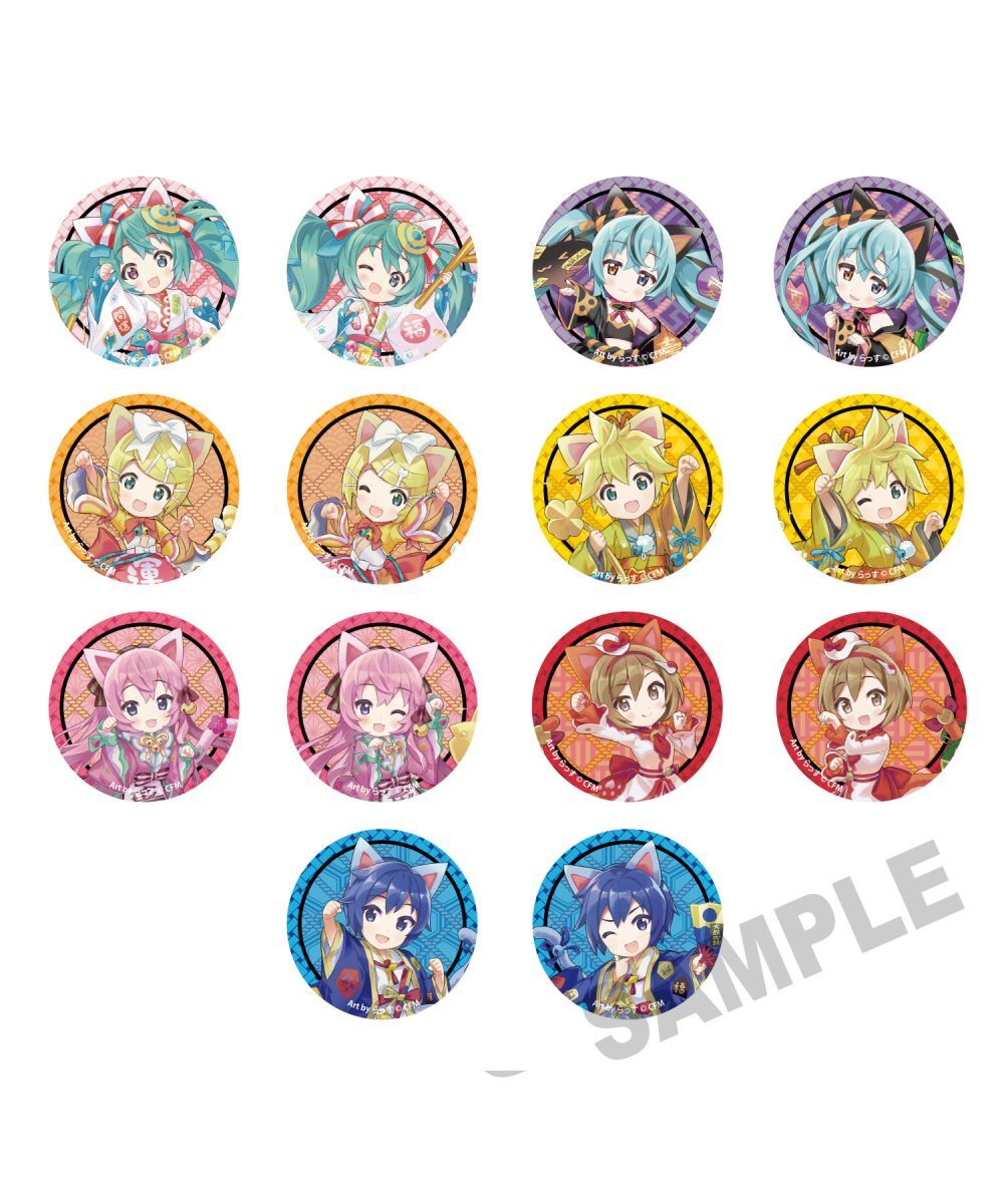 預購-「初音未來×招財貓」 集換式徽章 Piapro Characters Art by らっす 全14款 PACK盲盒販售 隨機出貨【日本進口精品】