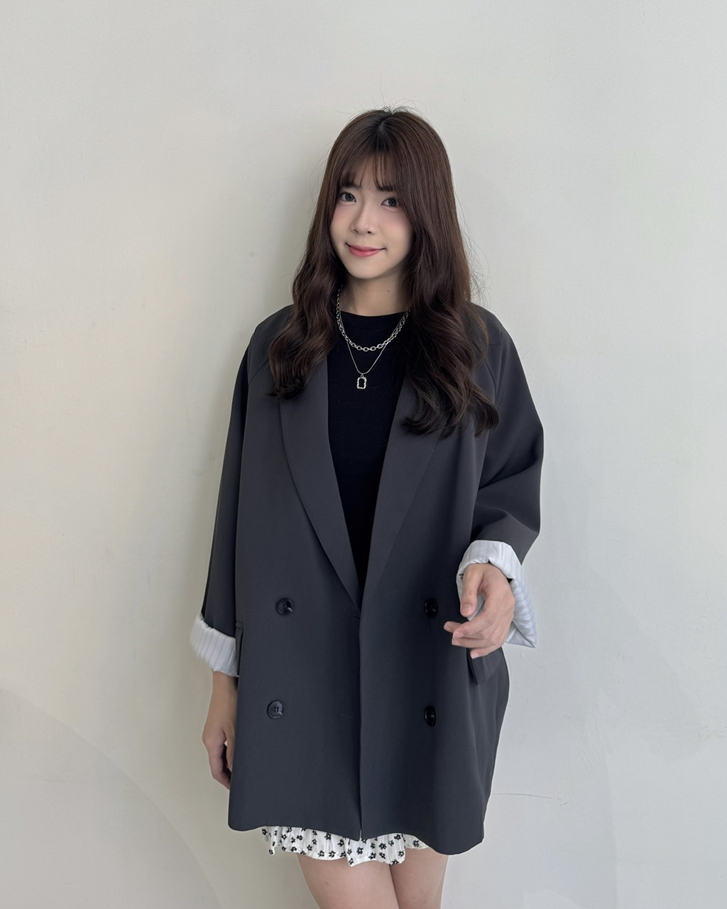 寬鬆落肩挺版西裝外套 - 2282