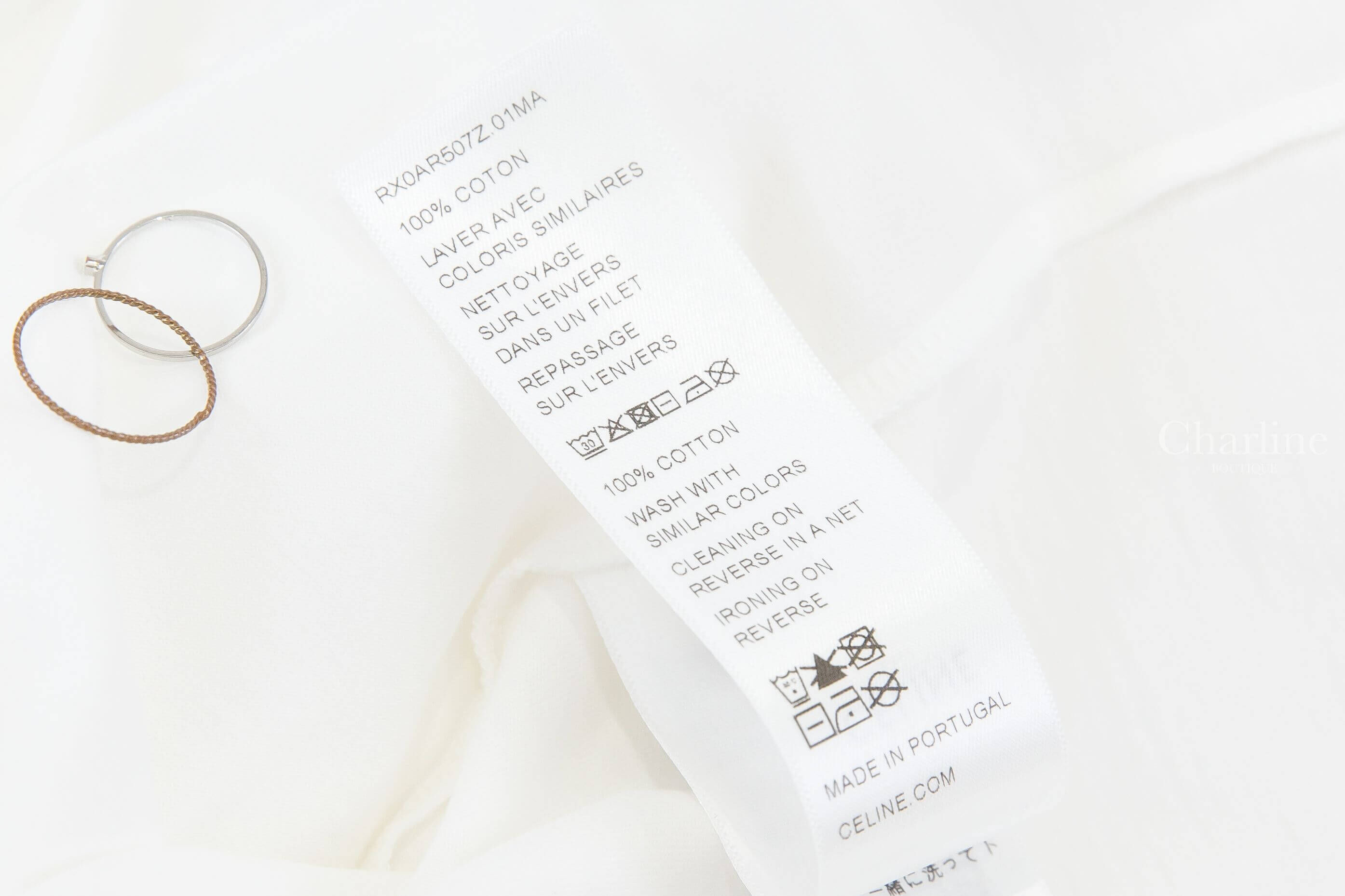 Celine Celine Boxy T-shirt In Cotton Jersey 白底藍黑色簍空圓型麥穗凱旋門字母 Logo 短袖棉T-Charline Boutique 精品代購