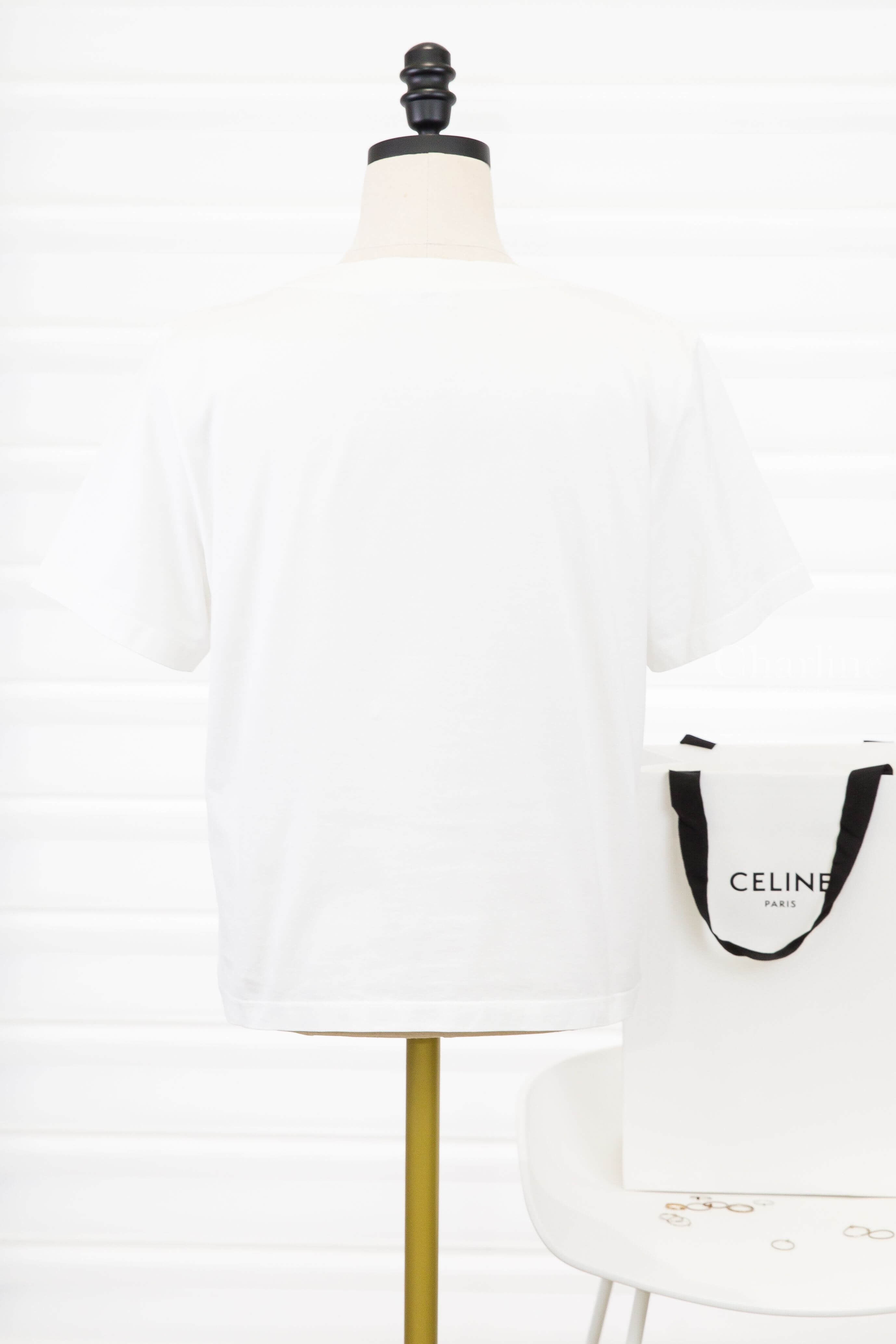Celine Celine Boxy T-shirt In Cotton Jersey 白底藍黑色簍空圓型麥穗凱旋門字母 Logo 短袖棉T-Charline Boutique 精品代購