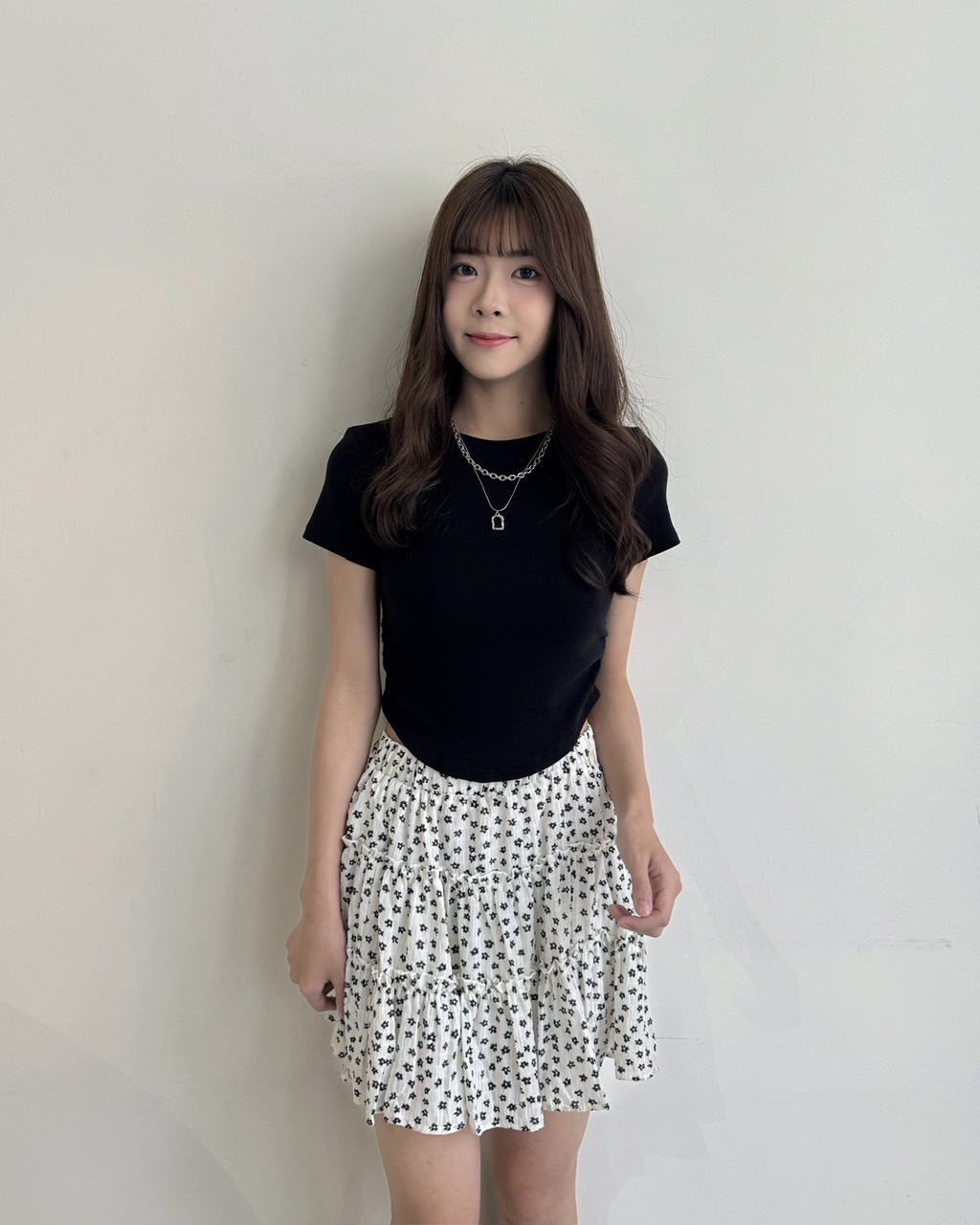 鬆緊百搭碎花蛋糕短裙 - 1050