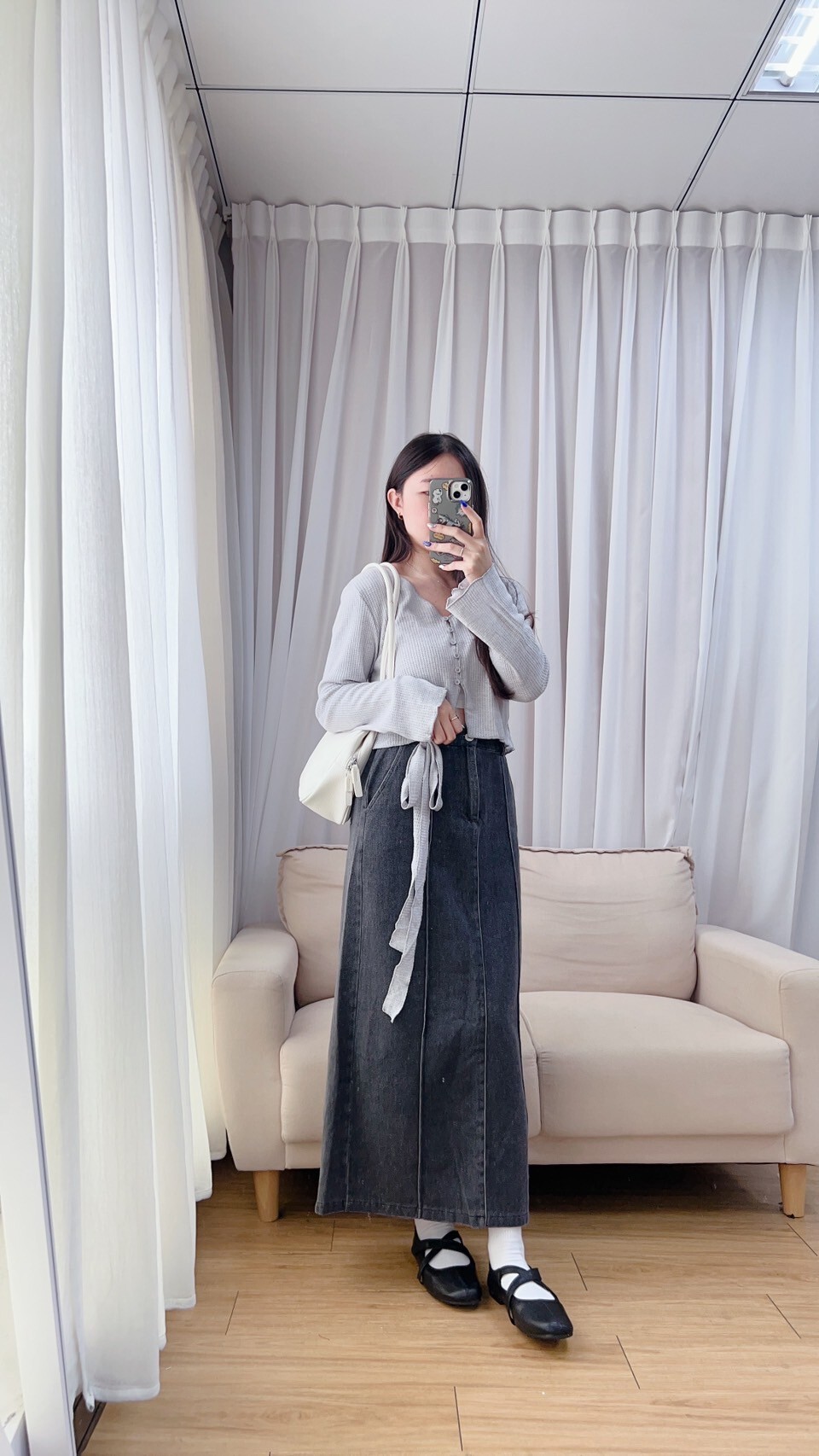 立體車線牛仔長裙