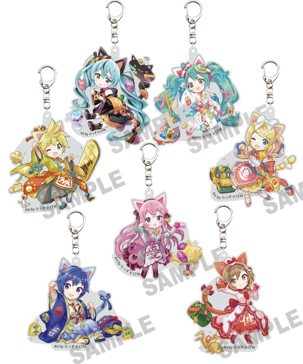 預購-「初音未來×招財貓」 壓克力鑰匙圈 Art by らっす 系列 【日本進口精品】