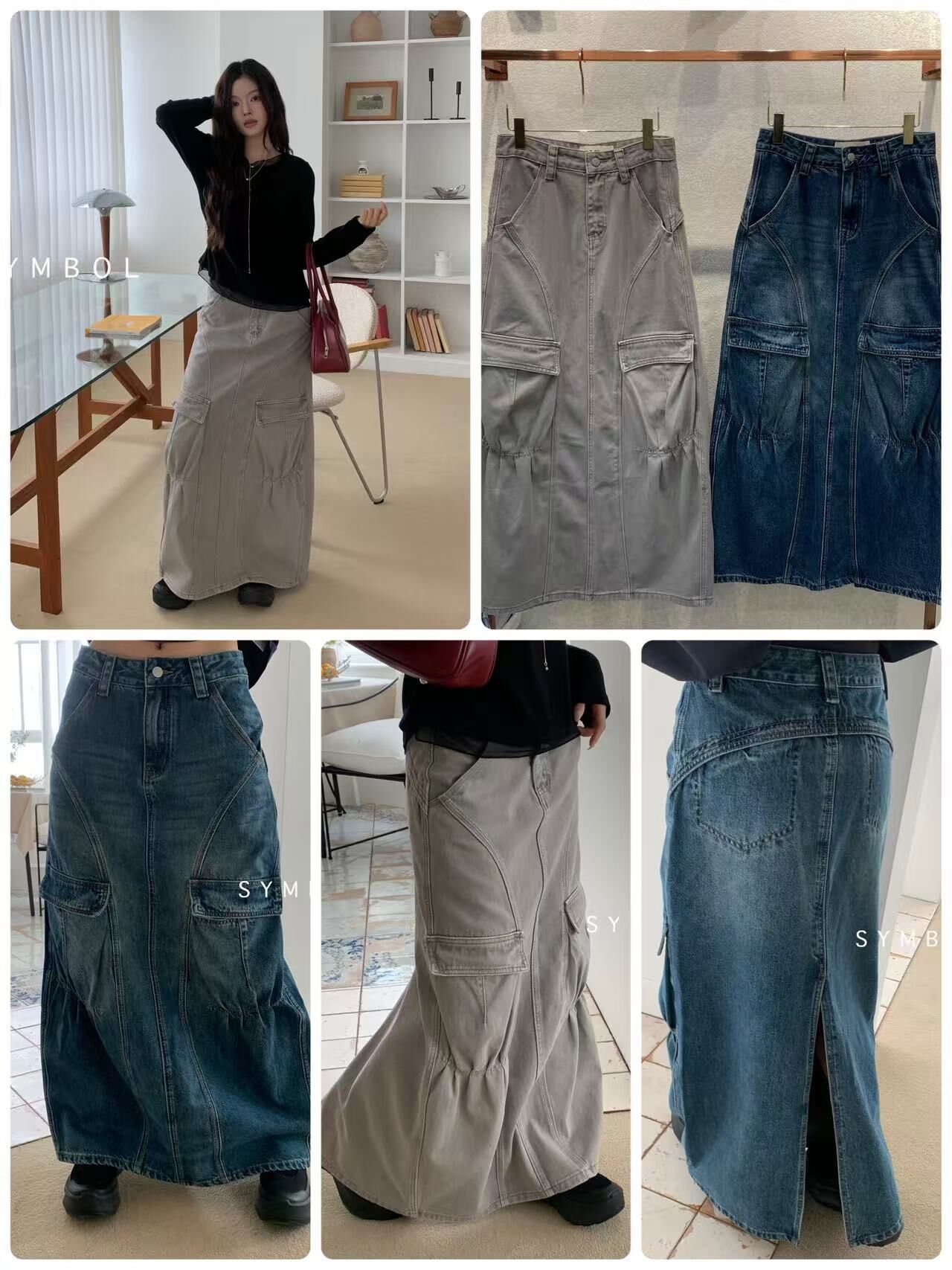 🥰K3591  ▶️牛仔長裙 👉S(W:cm H:cm) M(W:cm H:cm) L(W:cm H:cm) L:cm
