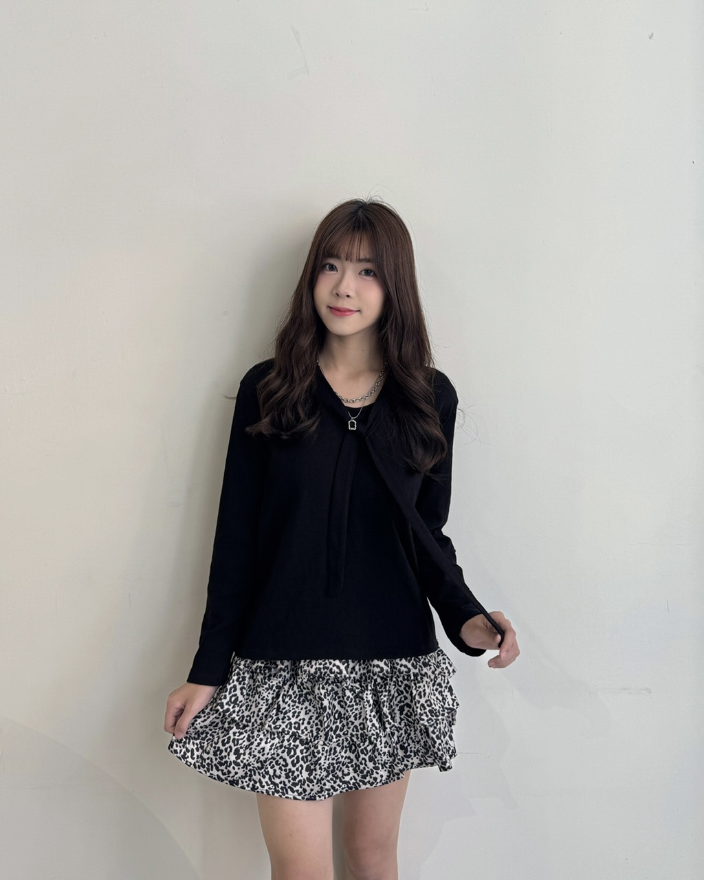 鬆緊立體豹紋蛋糕裙 - 9011