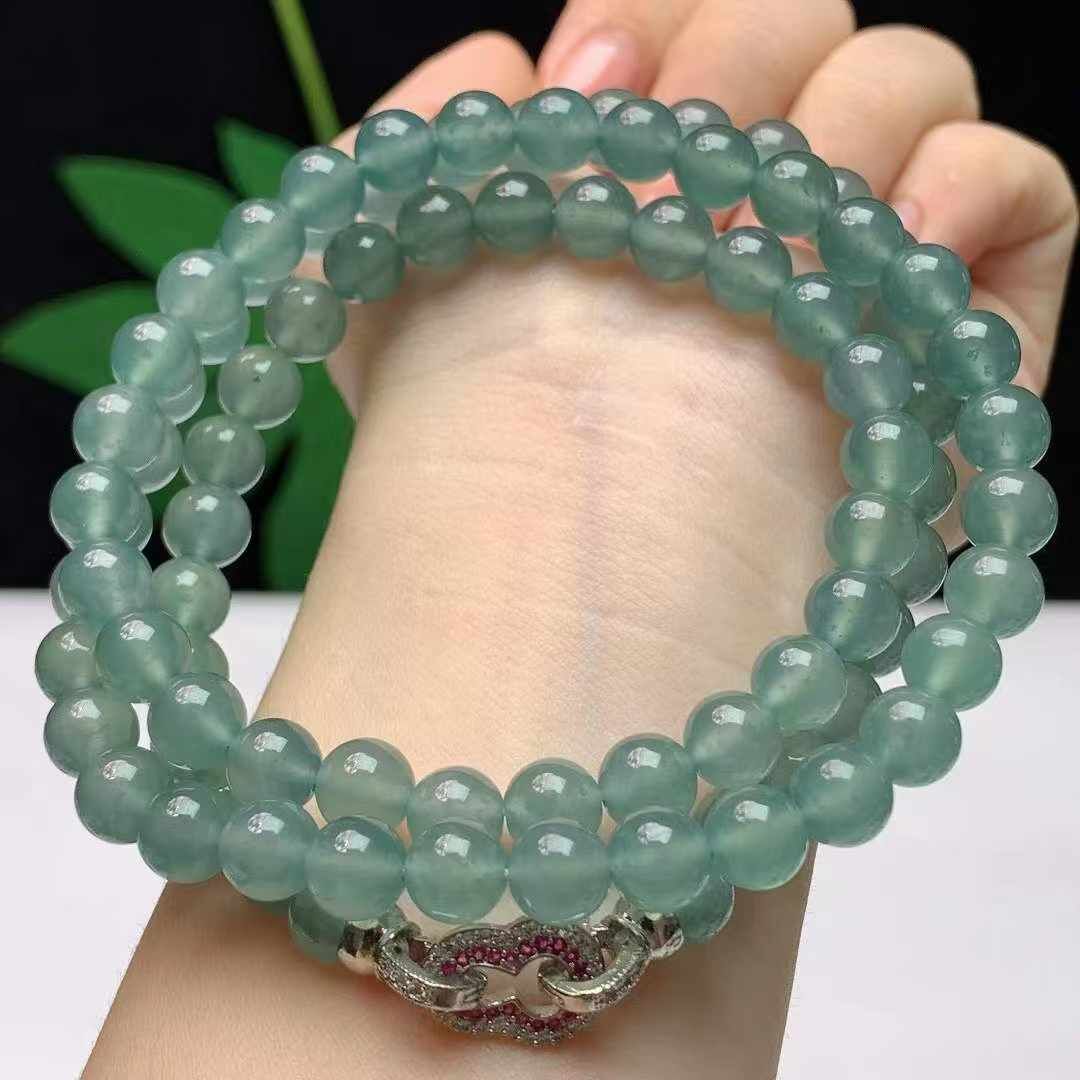 92338 翡翠冰藍水珠鏈 (7.3mm直徑)