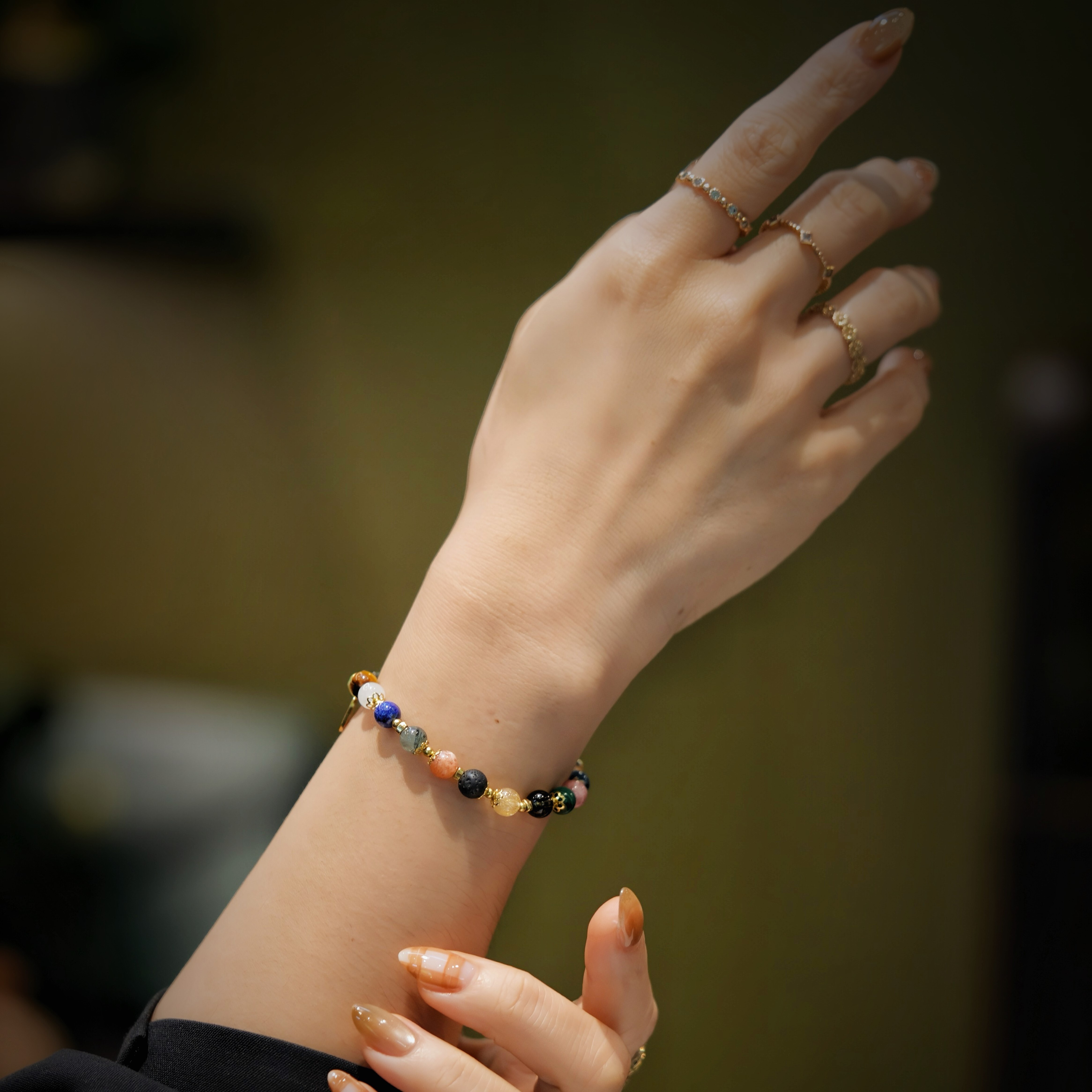 十全十美｜鈦晶黑曜石海藍寶手鍊 C1743